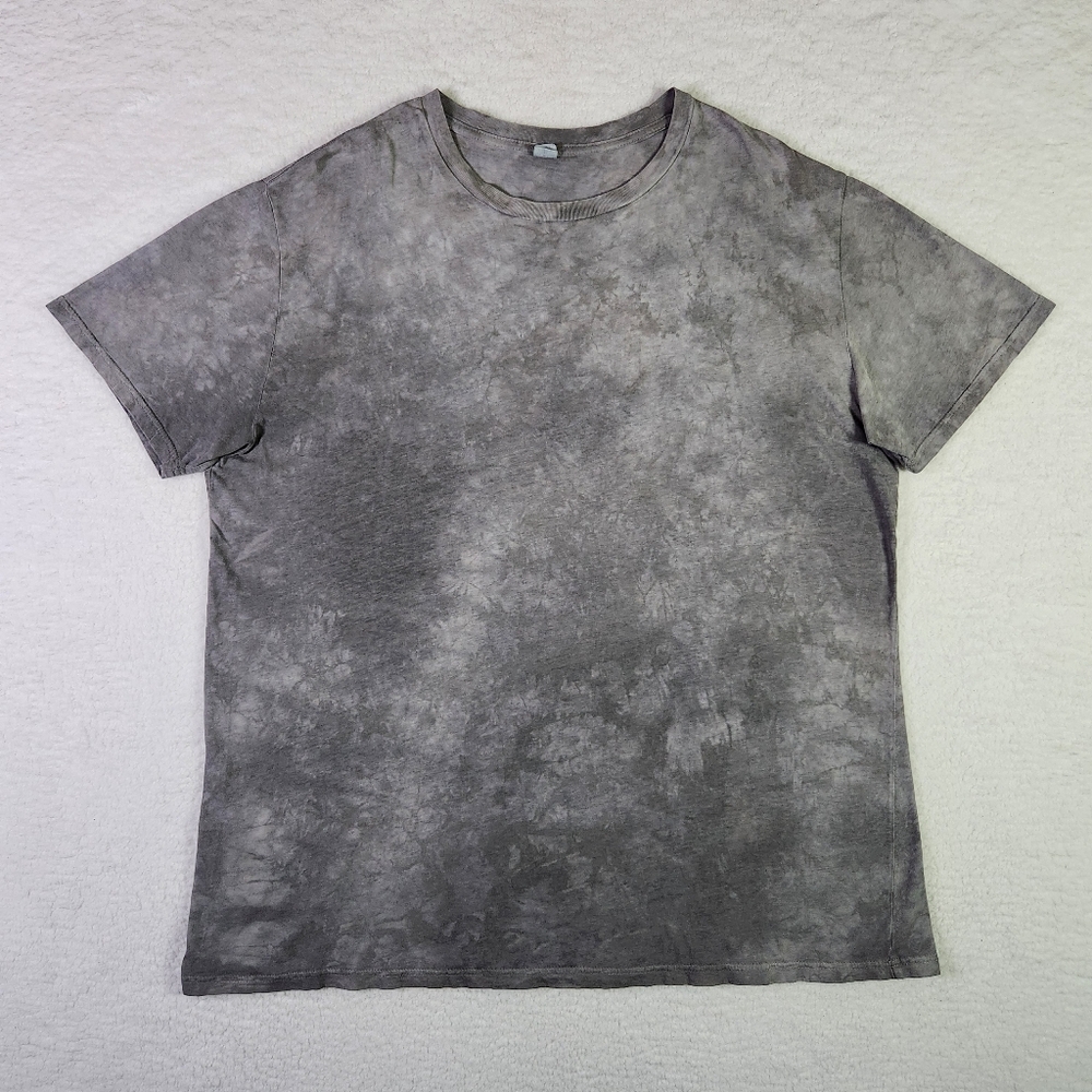 Grunge Acid Wash Shirt Adult XL Gray Unisex Cotton Crew Neck Tee Handmade Fall